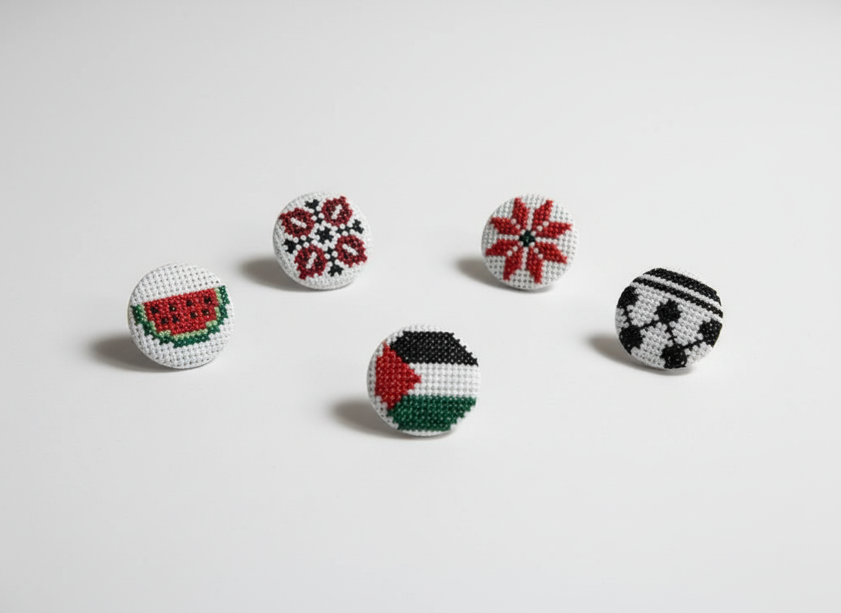 Custom Yafa Embroidery Hand Tatreez Pins - 5 piece set
