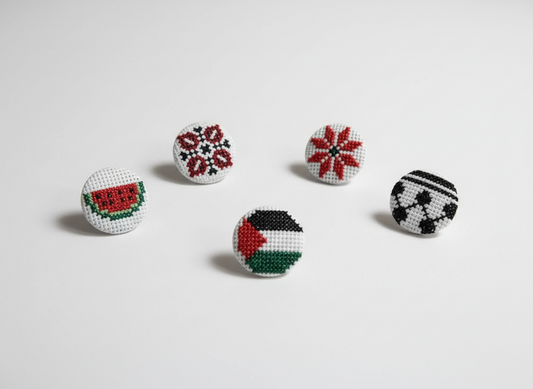Custom Yafa Embroidery Hand Tatreez Pins - 5 piece set